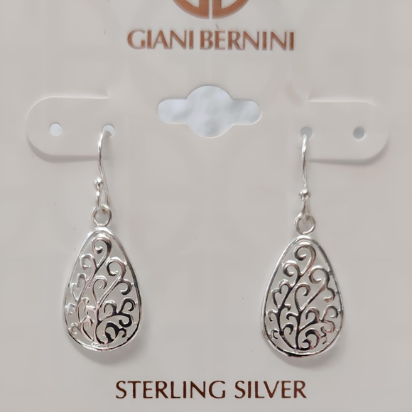 GIANI BERNINI Sterling Silver Open work Filigree Tear Drop Earrings - Picture 6 of 6